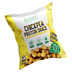 Chipsy proteinowe z ciecierzycy - smak cytryna&pieprz Greenergy, 50g